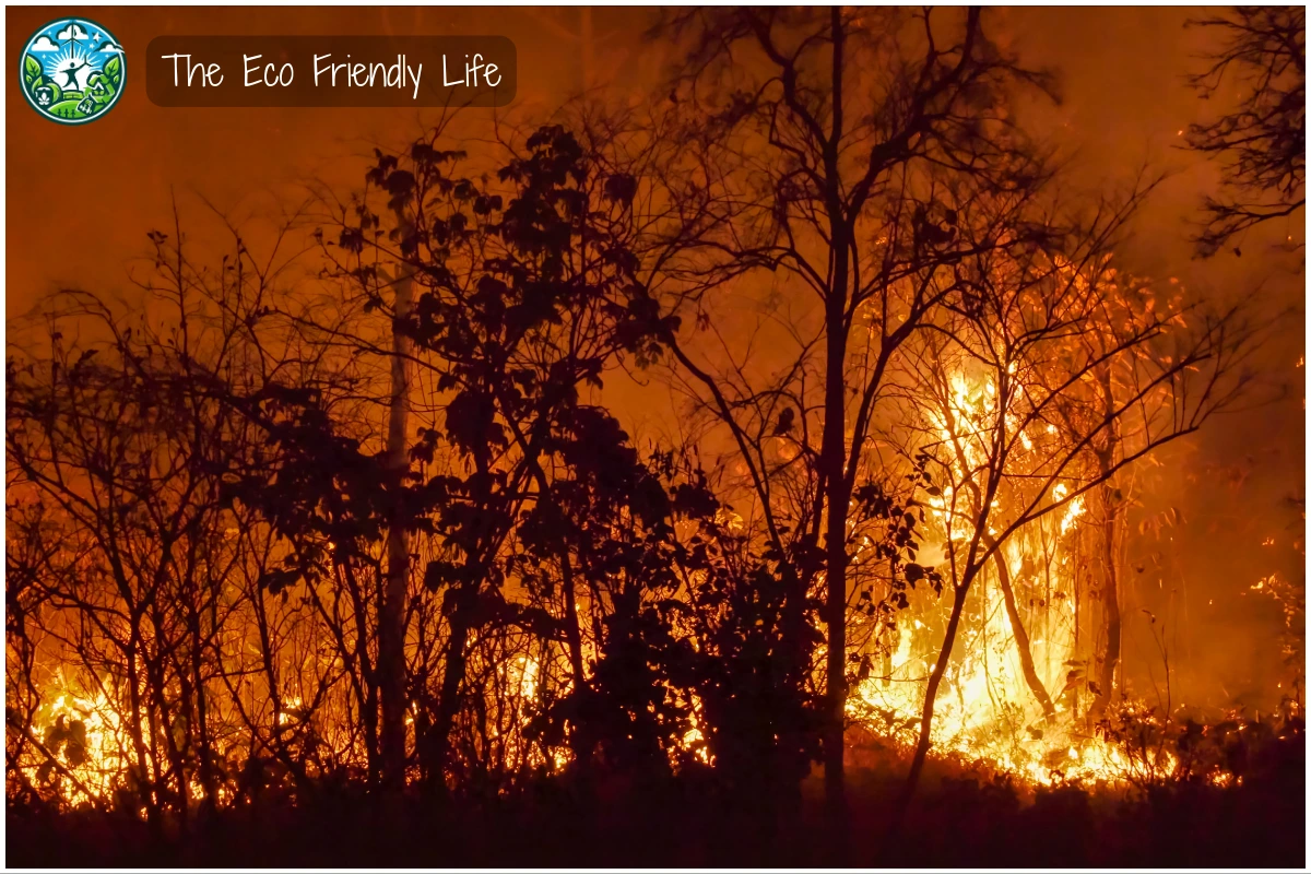 An image showing a devastating wildfire in a forest