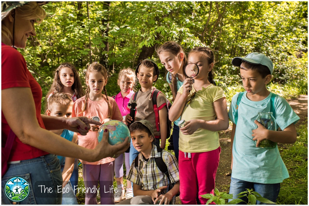 An Image Showing School Children Being Educated About The Planet On A Field Trip