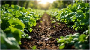 A concept image of a thriving organic vegetable garden