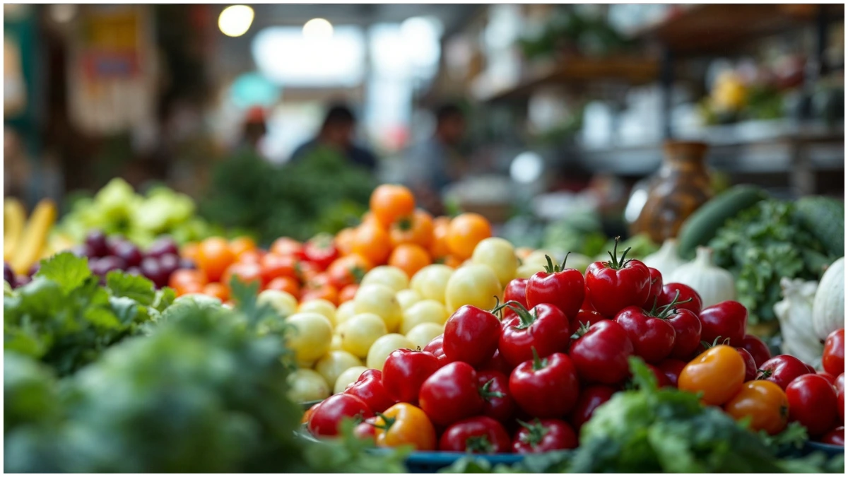 An image showing fresh produce in a food market