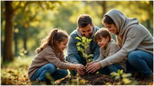 A concept image about teaching sustainability through hands-on family activities